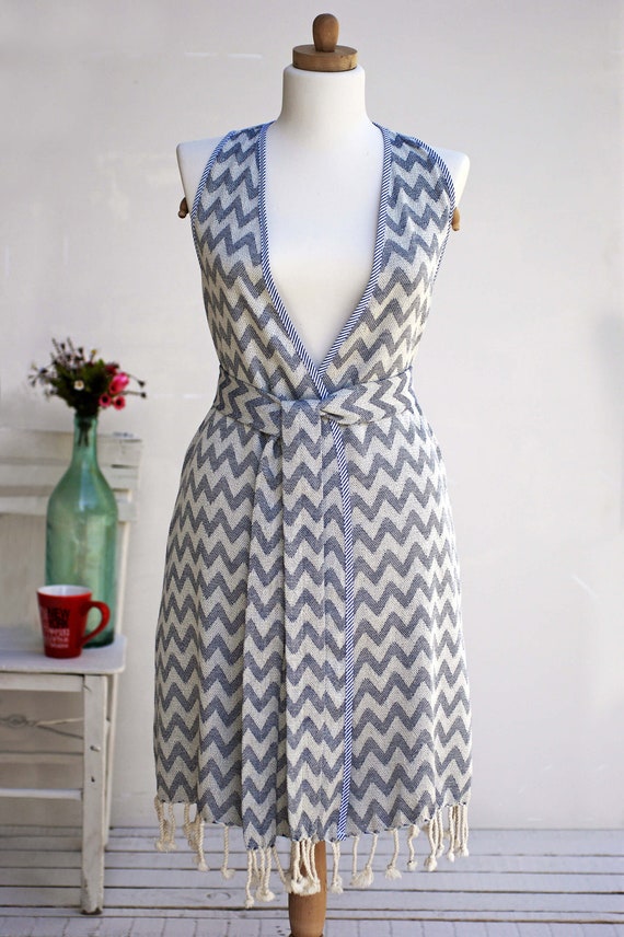 Women's Towel Robe Turkish Cotton Denim Blue Sleeveless Etsy