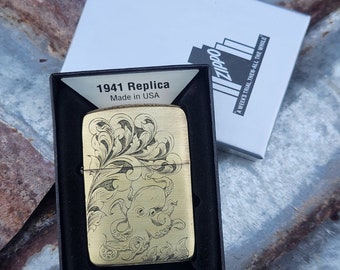 Encendedor Zippo grabado a mano con diseño personalizado