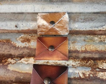 Monedero/tarjetero de cuero hecho a mano