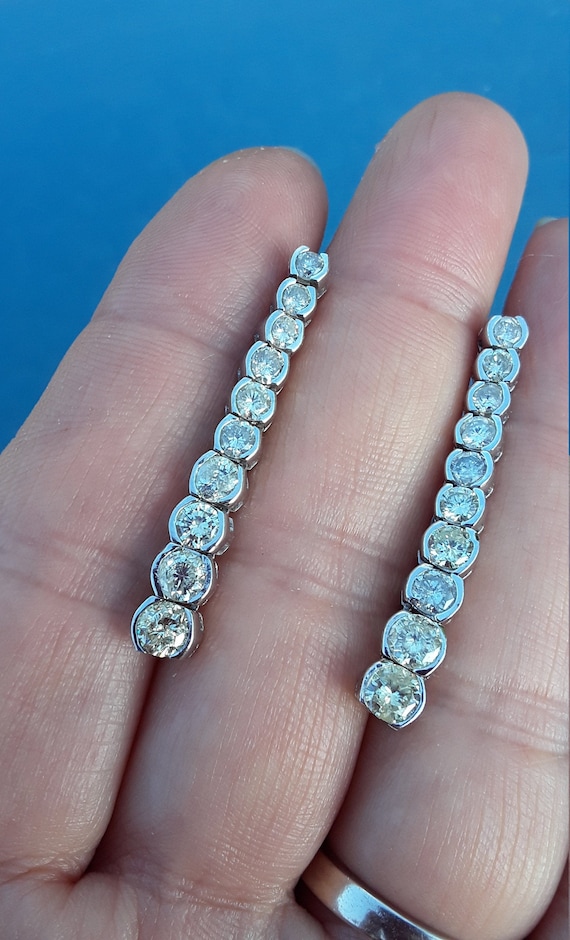 14k Gold 4ct Diamond Dangle Earrings Fabulous