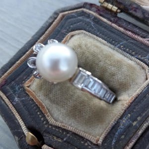 14k Gold Diamond Pearl Floral Design Wedding Engagement Cocktail Ring One Of A Kind zdjęcie 10