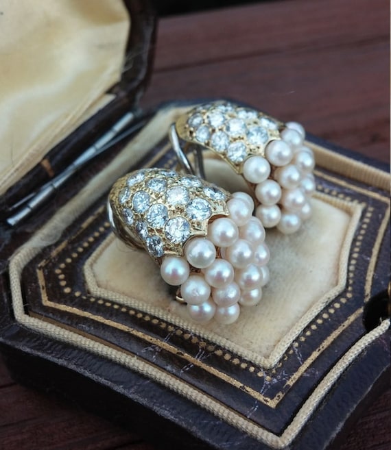 14k Gold 2.50ct Diamond Pearl Earrings 12 Grams