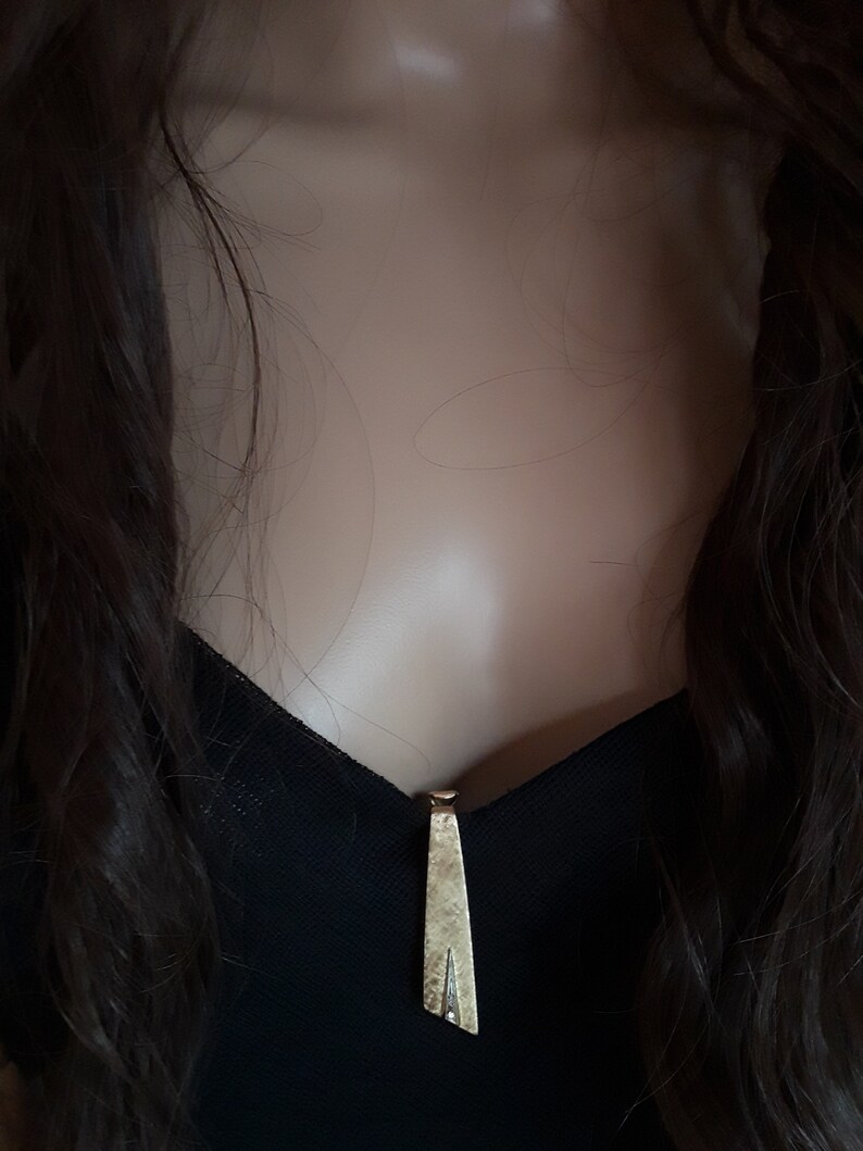 14k Gold Diamond Tie Clip Dress Clip Unique Rare Fabulous image 1