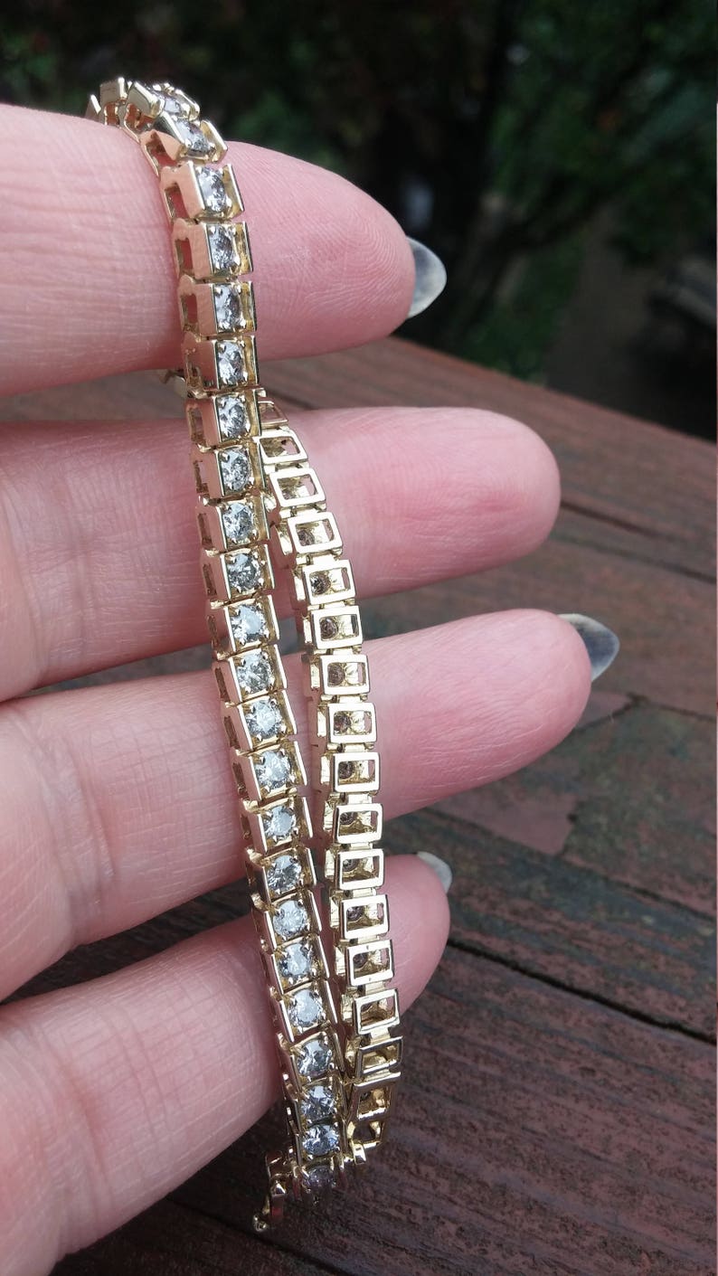 10k Gold 5ct Diamond Tennis Bracelet 7.5 Inches Stunning | Etsy