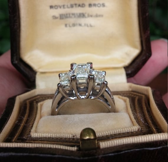14k Gold 3.30ct Emerald Cut Diamond Wedding Engag… - image 3