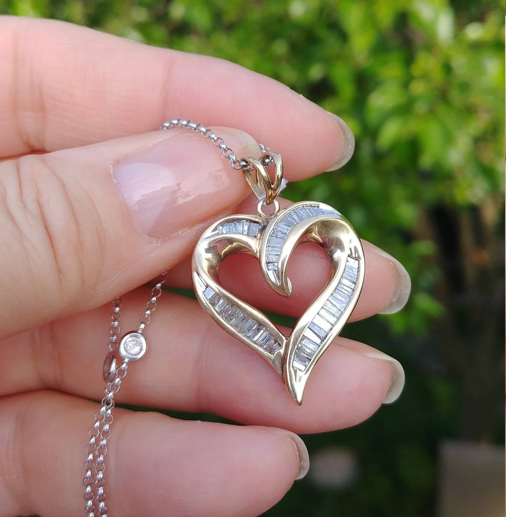 Heart Shaped Baguette Diamond 10k Gold 