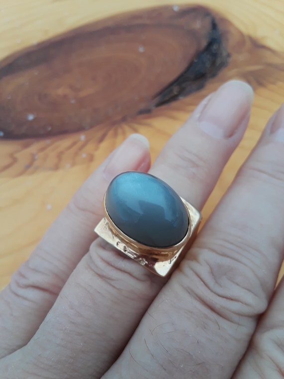 14k Gold Moonstone Loft Bread Ring UNISEX Fabulou… - image 4