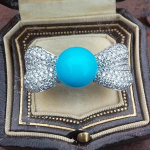 18k Gold 1.86ct Diamond Sleeping Beauty Turquoise Wedding Engagement Cocktail Ring 10 Grams Unique OOAK afbeelding 1