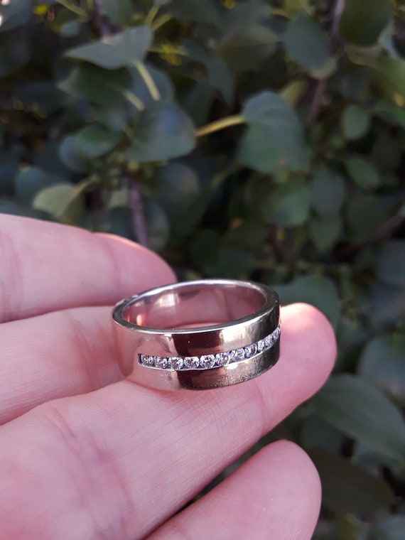 14k Gold Diamond Men's Wedding Ring Band Unisex R… - image 2