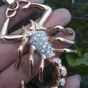 14k Gold 1ct Diamond Scorpion Pendant 56 Grams Unique ONE OF A KIND Video Available image 1