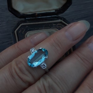 Platinum Diamond Aquamarine Wedding Engagement Ring Exceptional One Of A Kind