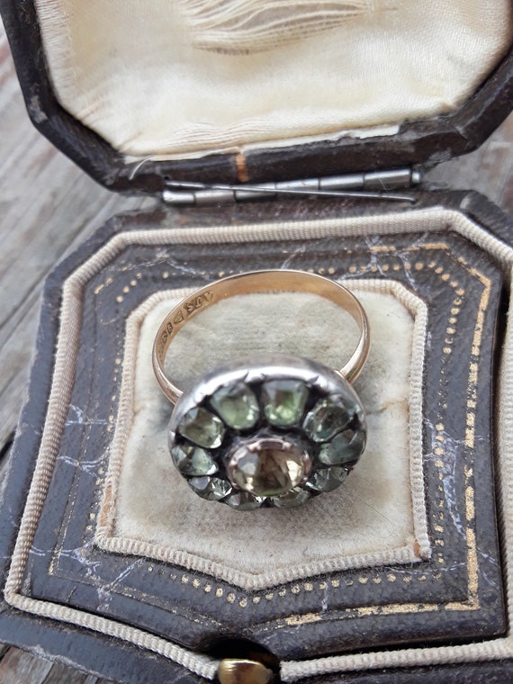 Georgian Silver Gold Chrysoberyl Ring Exclusive O… - image 6