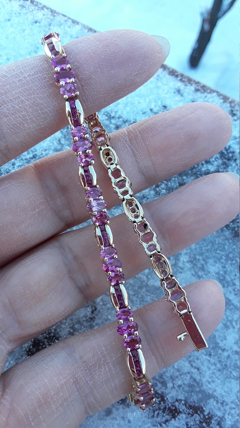 14k Gold Pink Tourmaline Tennis Bracelet Rare Fabulous Etsy