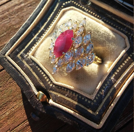 18k Gold G.C&G Designers Diamond Ruby Wedding Eng… - image 8