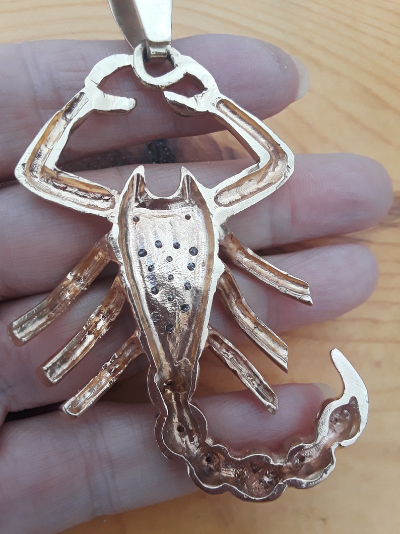 14k Gold 1ct Diamond Scorpion Pendant 56 Grams Unique ONE OF A KIND Video Available image 6