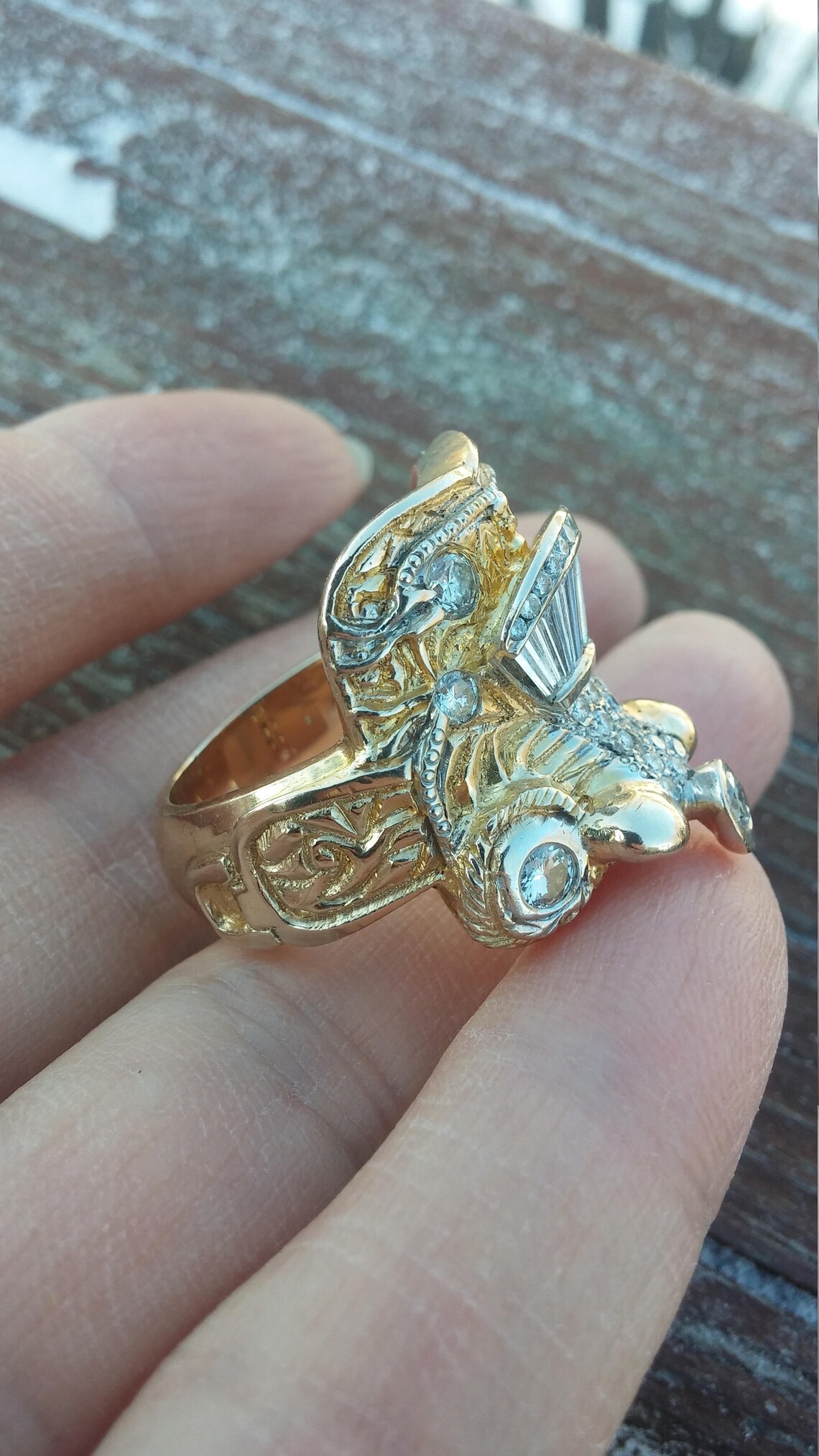 14k Gold Diamond Men's Horse Saddle Ring 34 Grams Unique Etsy