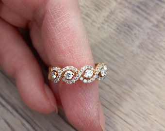 14k Gold Diamond Wedding Ring Cocktail Statement Ring Band Fabulous