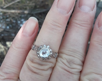 Georgian 9k Gold Rose Cut Diamond Wedding Engagement Cocktail Ring Fabulous VIDEO AVAILABLE