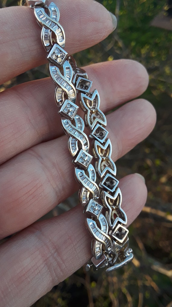 14k Gold 4ct Baguette Round Diamond Tennis Bracelet 20 Grams Fabulous