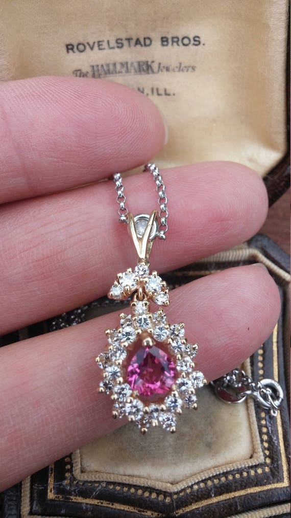 14k Gold Diamond Heart Shaped Pink Sapphire  Flora
