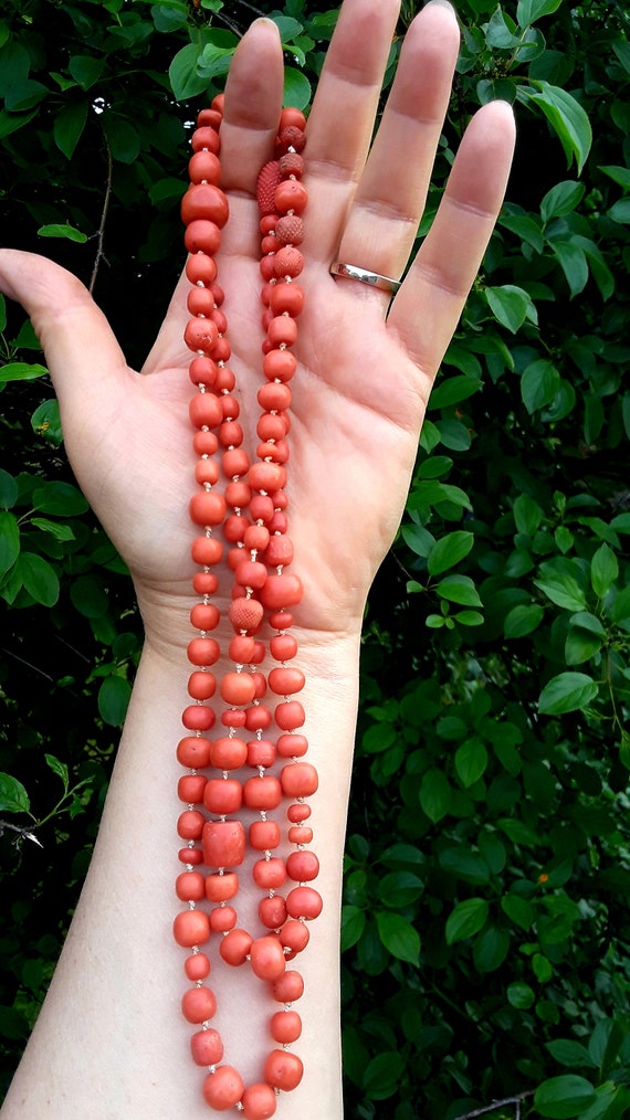 Antique Coral Beads Necklace 101 Grams Fabulous O… - image 3