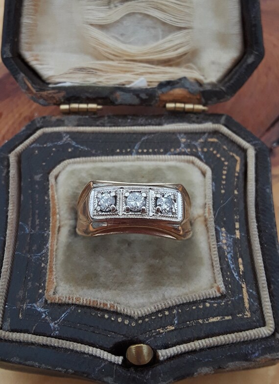 Antique 14k Gold Diamond Past Present Future Wedd… - image 2