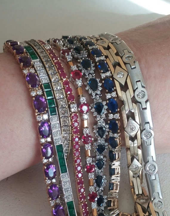 14k Gold Diamond Men's Tennis Bracelet 31 Grams Stunning Etsy Canada