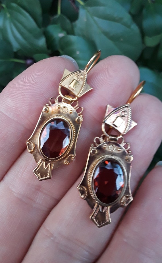 Victorian 14k Gold Madeira Citrine Earrings Fabulo