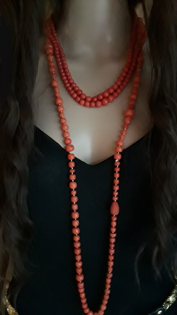 Antique Coral Beads Necklace 101 Grams Fabulous O… - image 7
