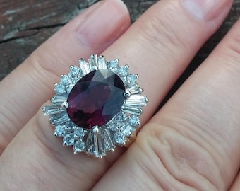 14k Gold 6.90ct  Diamond Tourmaline Wedding Engagement Ballerina Ring