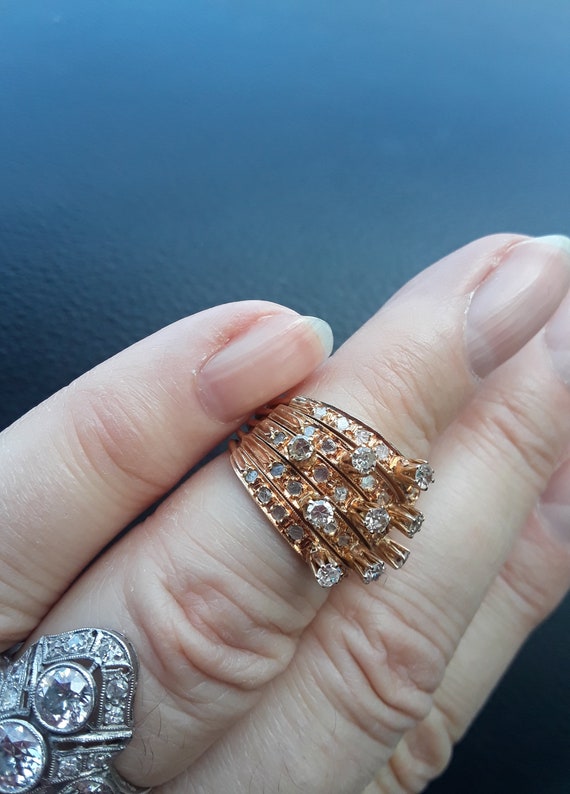 18k Gold Diamond Wedding Engagement Cocktail Ring… - image 2