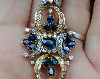 関税/送料込み【en route】18Kバレリーナリング Victorian 14k Gold 15ct Diamond Blue Sapphire Link Tennis