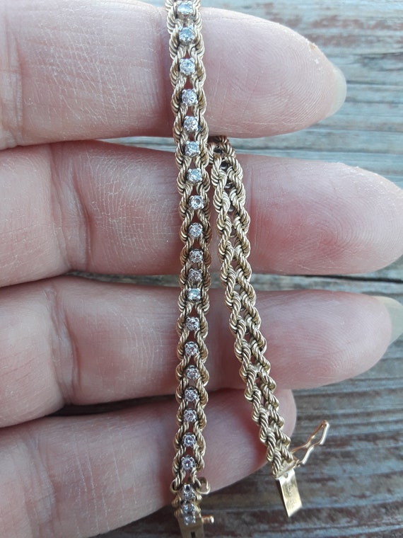 14k Gold Diamond Chain Link Tennis Bracelet Fabulous Gem