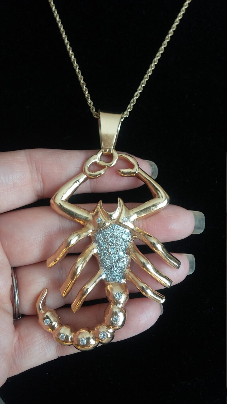 14k Gold 1ct Diamond Scorpion Pendant 56 Grams Unique ONE OF A KIND Video Available image 7