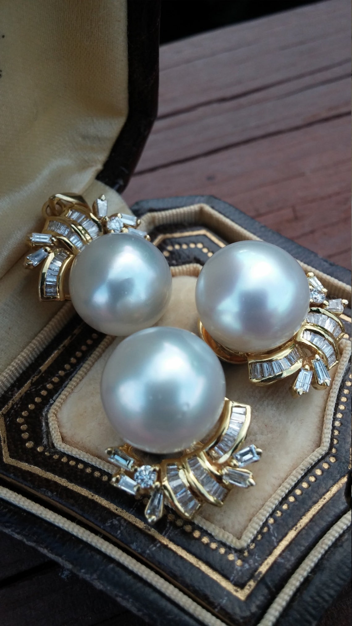 14k Gold 2ct Diamond 14mm South Sea Salt Water Pearl Set Etsy