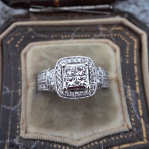 14k Gold 1ct Diamond Princess Cut Round Wedding Engagement Ring Fabulous