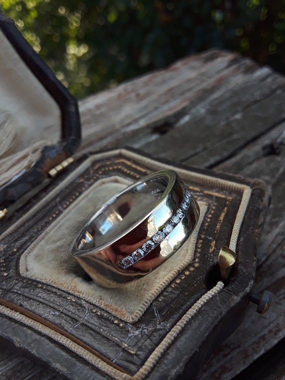 14k Gold Diamond Men's Wedding Ring Band Unisex R… - image 7
