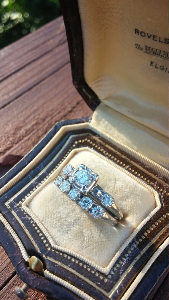 14k Gold Diamond Wedding Engagement Ring Band Set