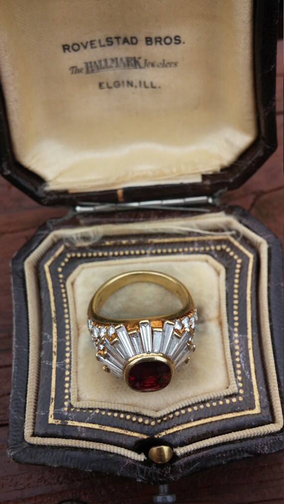 18k Gold 5ct Diamond Ruby Wedding Engagement Cock… - image 4