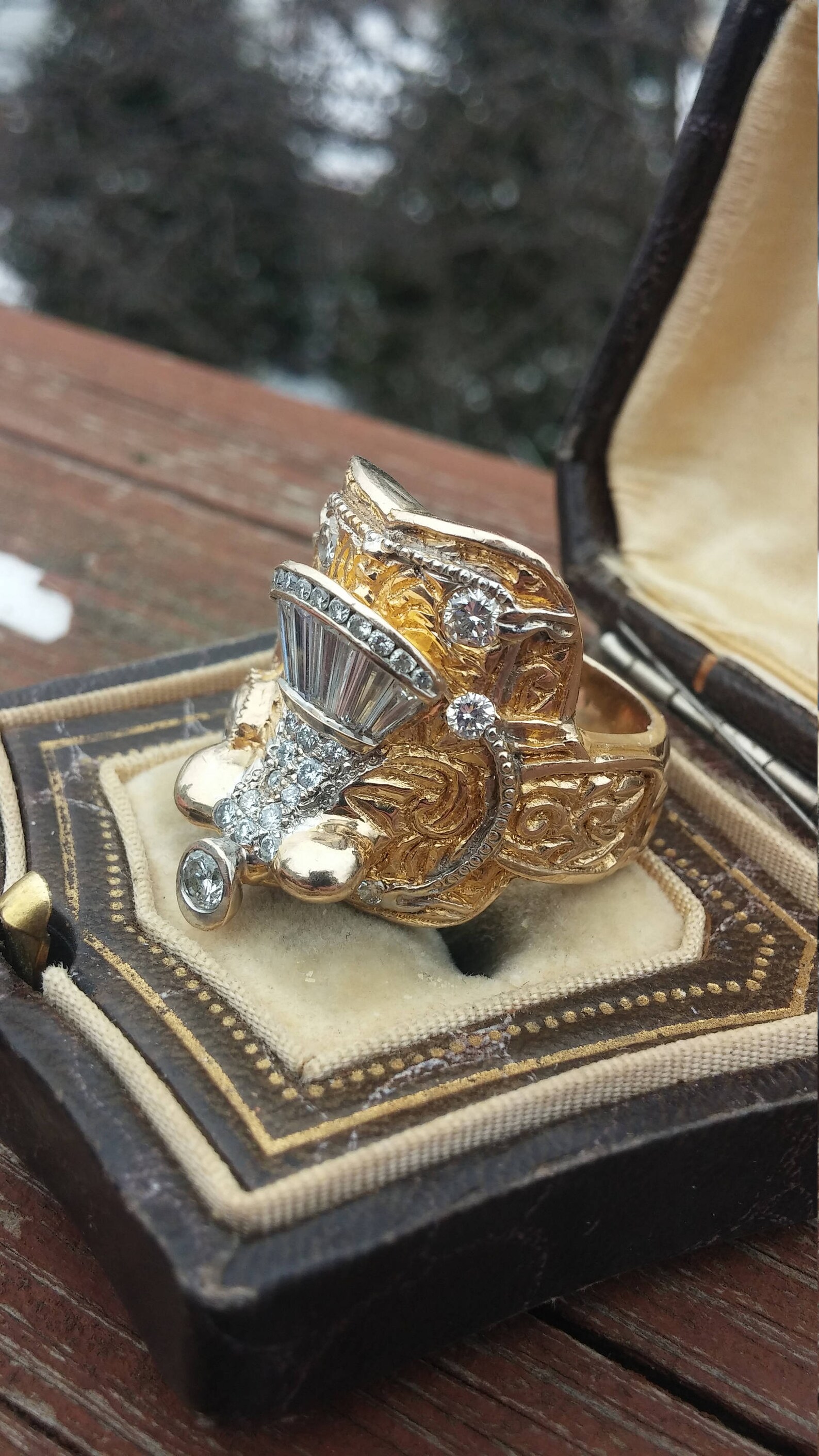 14k Gold Diamond Men's Horse Saddle Ring 34 Grams Unique Etsy