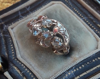 Georgian 10k Gold Rose Cut Diamond Ring Exclusive One Of A Kind