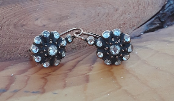 Georgian 9k Gold Rose Cut Diamond Earrings Fabulo… - image 4