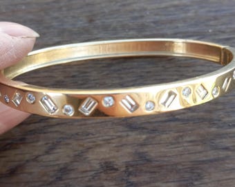 14k Gold Baguette Round Diamond Bangle Bracelet Tennis Link Bracelet Fabulous 20 Grams