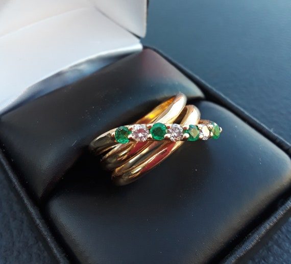 14k Gold Diamond Colombian Emerald Wedding Engage… - image 1