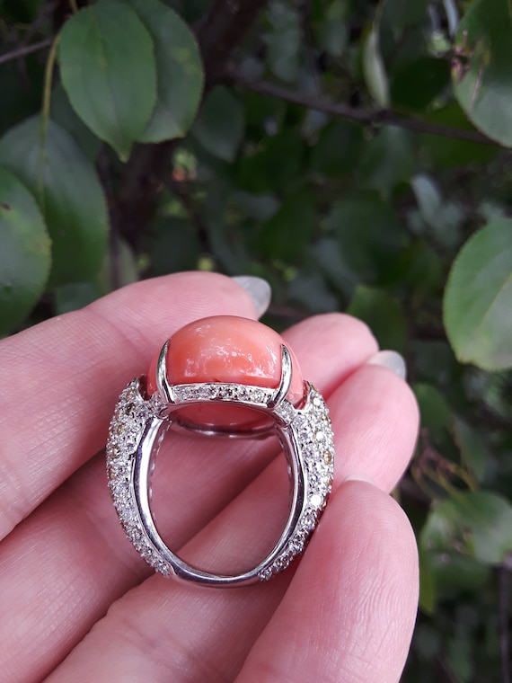 Coral diamond ring best sale