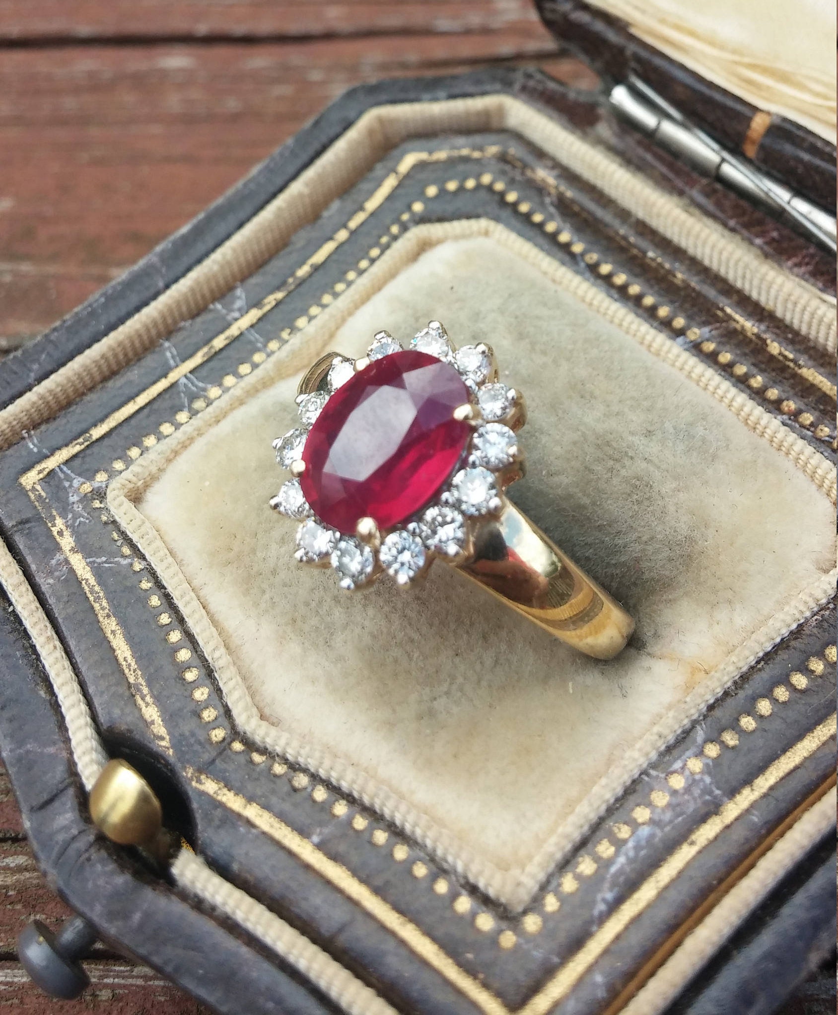 14k Gold Diamond Ruby Wedding Engagement Ring | Etsy