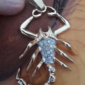 14k Gold 1ct Diamond Scorpion Pendant 56 Grams Unique ONE OF A KIND Video Available image 2