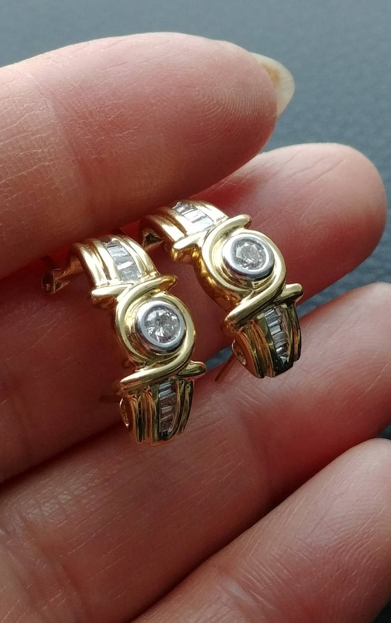14k Gold 1ct Diamond Earrings Hoops