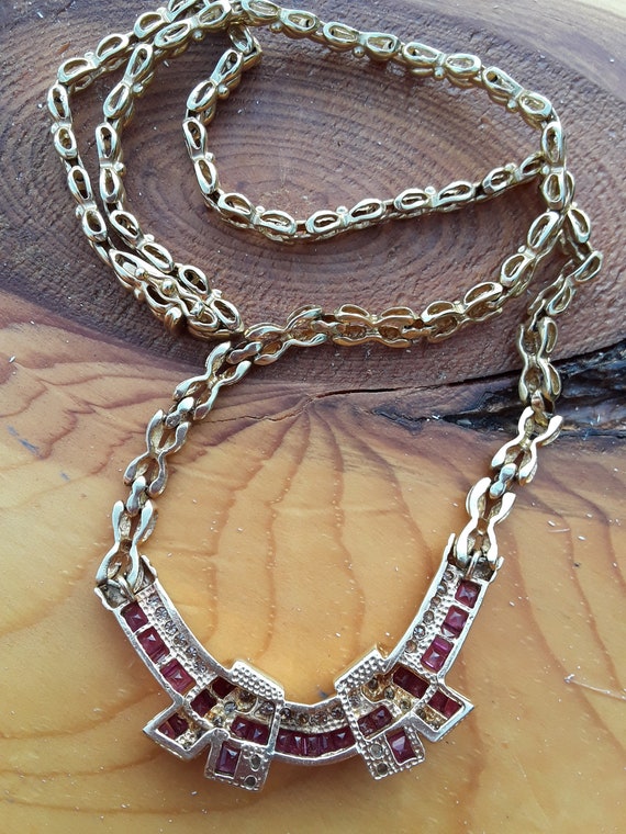 14k Gold Diamond Ruby Necklace Fabulous Exclusive VID… - Gem