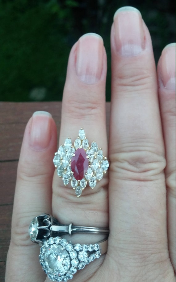 18k Gold G.C&G Designers Diamond Ruby Wedding Eng… - image 5